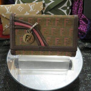 Fendi Monogram Logo Canvas & leather medium wallet Vintage piece 6  X 4